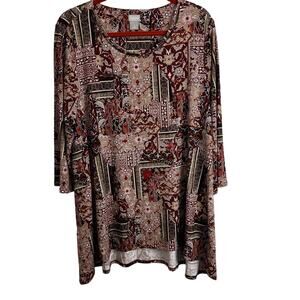 Chico's Patchwork Hardware Tunic Top Size 3 or U.S. Size XL  Scoop Neck